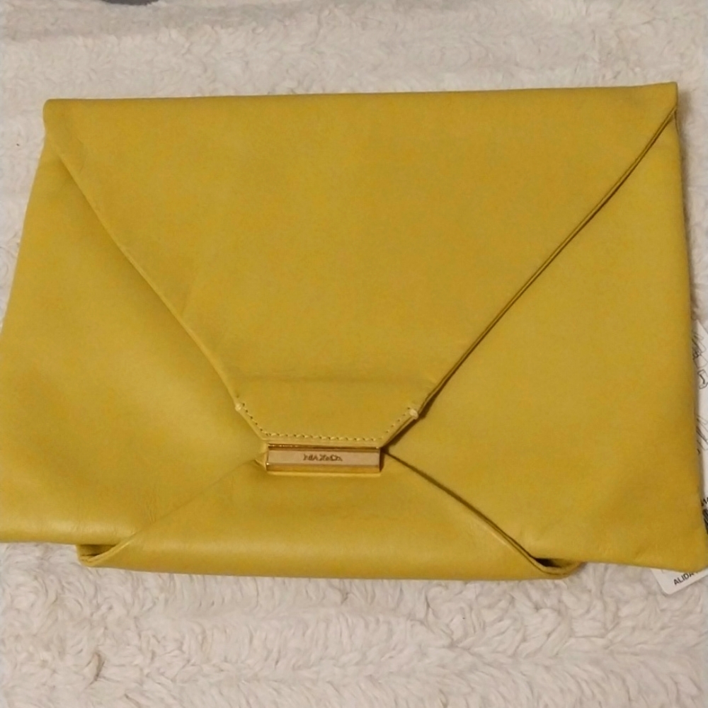 Max & Co. yellow envelope clutch with Gold Hardware -Alida Bag